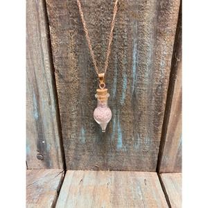 Rhodonite crystal sand on 24” rose gold stainless steel necklace chain